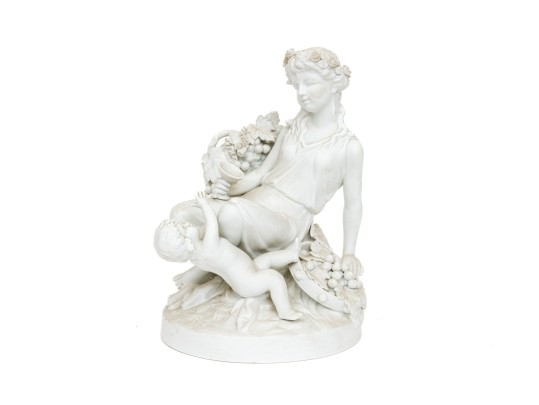 Bisque Porcelain Figurine Of Mother And Child