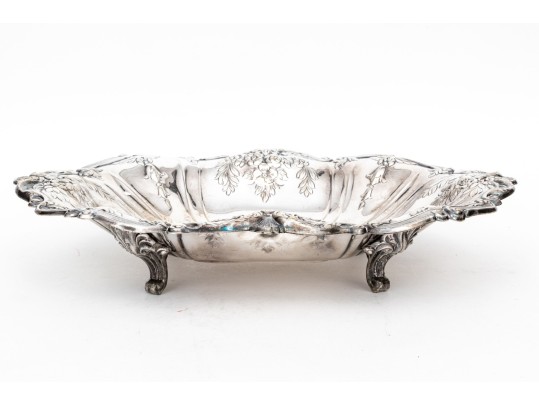 Silver Plated Footed Oval Serving Bowl