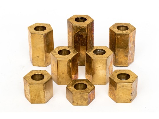 Sandra Kravitz Ltd. Ed. Solid Brass Set Of Eight Candlesticks