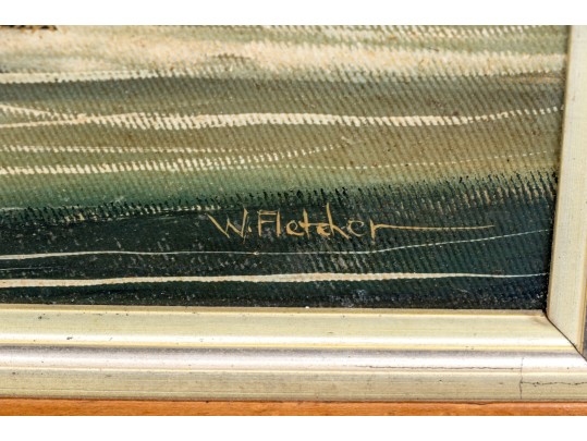 Signed W. Fletcher Oil On Canvas, Clipper Ship