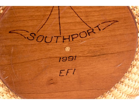 Fabulous Signed Nantucket Woven Basket With Swing Handle