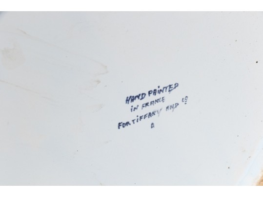 Large Tiffany & Co. Made In France Twin Handled Blue And White Porcelain Planter