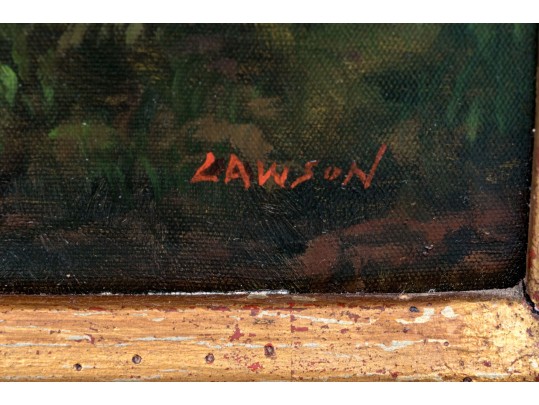 Signed Lawson Oil On Canvas, Bay Horse In Landscape