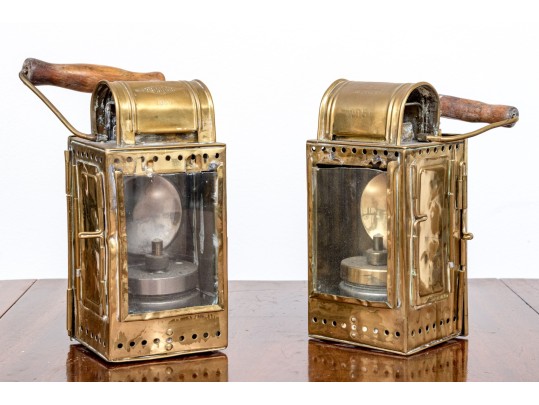 Pair Of Antique Heinrich Gillet Edenkoben Brass Lanterns