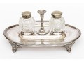 Martin, Hall & Co. Silver Plated Desk Caddy With Crystal Bottles