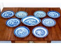 Collection Of Nine Antique 19th C. Chinese Export Blue And White Canton Pattern Porcelain