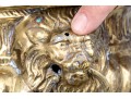 Antique Footed Brass Jardiniere With Lion Mask Handles