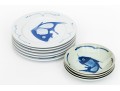Chinese Blue And White Fish Motif Porcelain Plates And Bowls