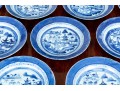Assembled Set Of Nine 19th C. Chinese Export Blue And White Porcelain Plates