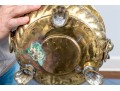 Antique Footed Brass Jardiniere With Lion Mask Handles
