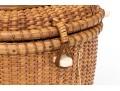 Vintage Nantucket Basket With Scrimshaw Lid