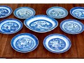 Collection Of Nine Antique 19th C. Chinese Export Blue And White Canton Pattern Porcelain