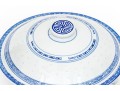 Chinese Blue And White Rice Pattern Porcelain Serving Wares