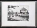 Carlo Dottarelli (Italian, 20th C.) Signed Etching On Paper, Castel Sant'Angelo, Rome