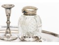 Martin, Hall & Co. Silver Plated Desk Caddy With Crystal Bottles