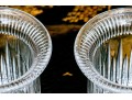 Pair Of Quality Glass Footed Hurricanes