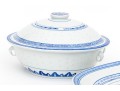 Chinese Blue And White Rice Pattern Porcelain Serving Wares
