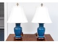 Pair Of Chinese Blue Glazed Vases Mounted As Table Lamps