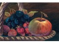 Signed H. Burton Oil On Board, Still Life With Fruit In Basket