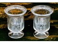 Pair Of Quality Glass Footed Hurricanes