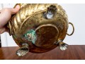 Antique Footed Brass Jardiniere With Lion Mask Handles