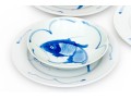 Chinese Blue And White Fish Motif Porcelain Plates And Bowls