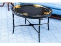 Chinoisserie Oval Ebonised And Gilt Papier Mache Tray Top Table