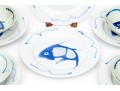 Chinese Blue And White Fish Motif Porcelain Plates And Bowls