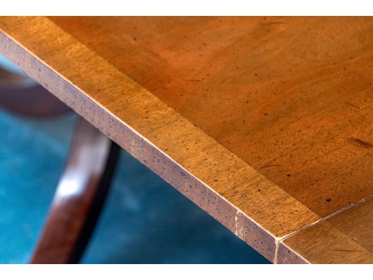 Twin Pedestal Banded Mahogany Extension Dining Table