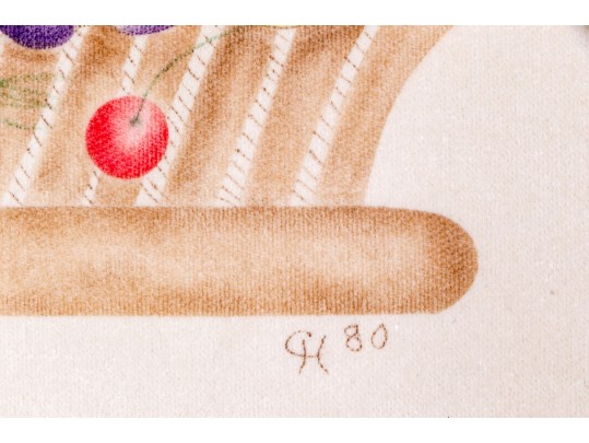 Signed Theorem Painting Of A Basket Of Fruit, 1980