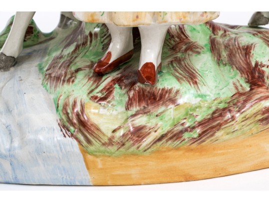 Pair Of 19th Century English Staffordshire Hand-painted Figural Sculptures