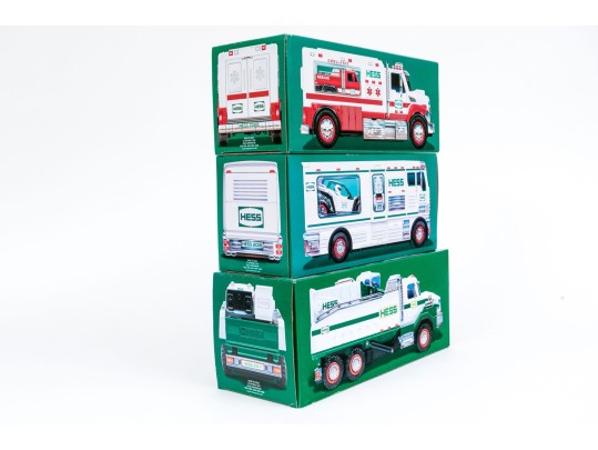 Group Of Three Vintage Hess Trucks, Like New In Box