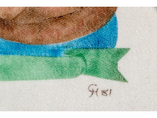 Signed Theorem Painting Of A Recumbent Cat, 1981