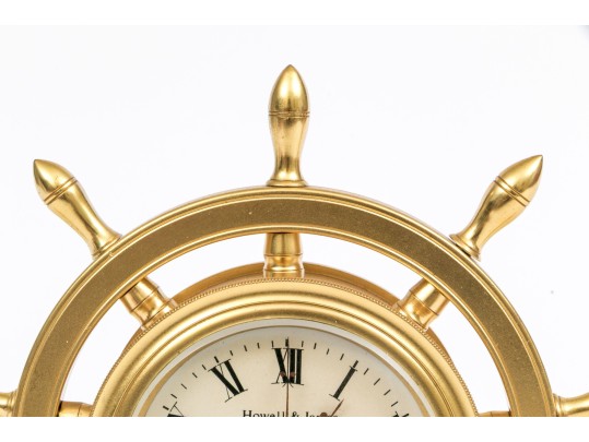 Antique English Howell & James Gilt Metal Nautical Mantel Clock, Ca. 1890