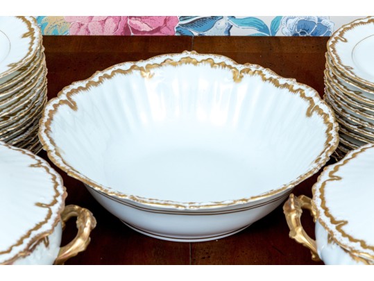 40 Piece French Elite Limoges Gilt Trimmed Porcelain Service