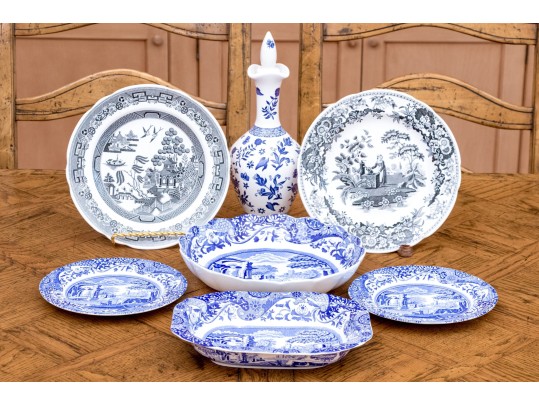 Collection Of Seven English Transferware Ceramics Including Spode & Coalport