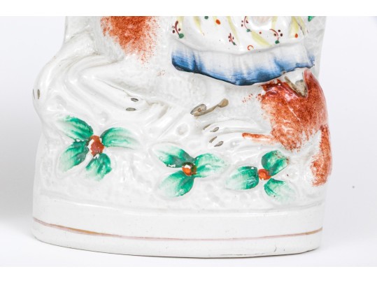 Pair Of English Staffordshire Hand-painted Figural Sculptures