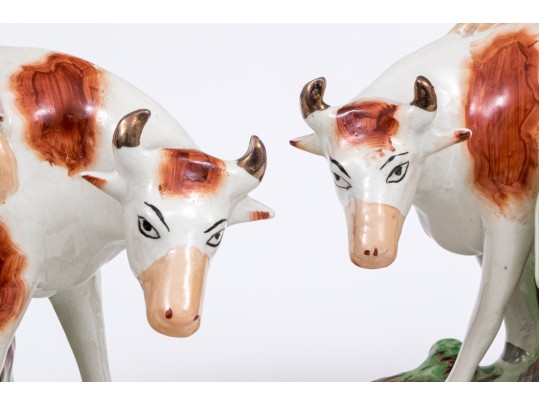 Pair Of 19th Century English Staffordshire Hand-painted Figural Sculptures