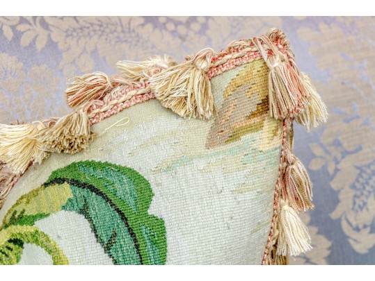Pair Of Fabulous Needlepoint Upholstered Accent Pillows, With Tassels