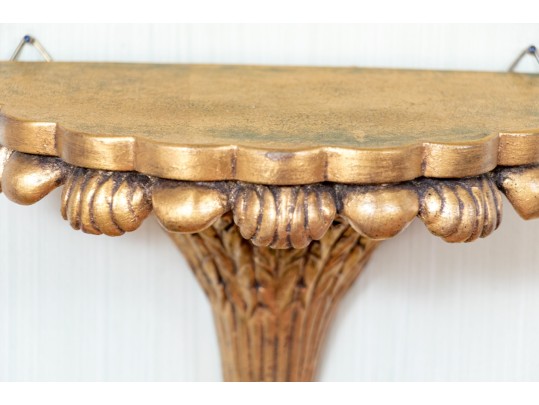 Quality Pair Of Carved Gilt Wood And Gesso Wall Bracket Shelves