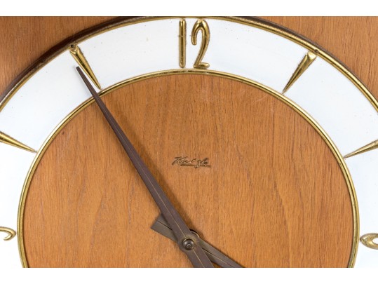 Mid-Century German Kienzle Teak Mechanical Wall Clock With Pendulum And Weights