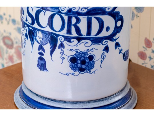Delft E.e Scord Apothecary Jar Mounted As A Table Lamp