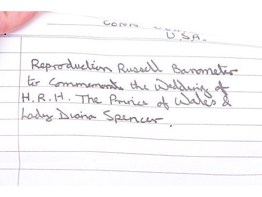 Garrard Reproduction Russel Barometer, Commemorating Wedding Of H.R.H. And Lady Diana Spencer