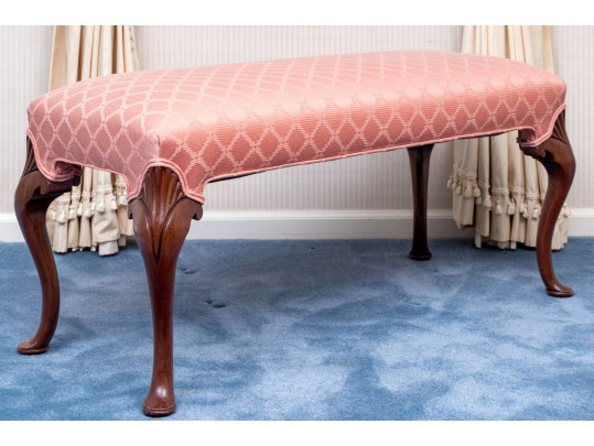 Custom Upholstered Queen Anne Style Bed End Bench
