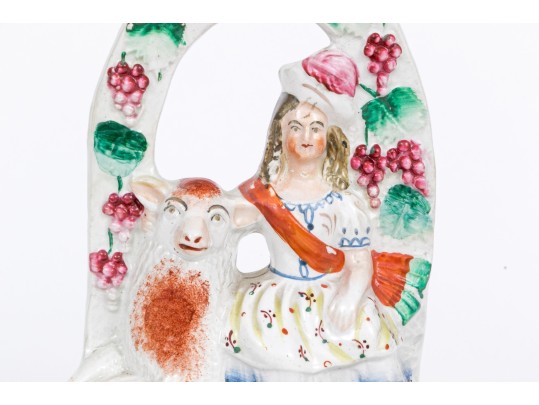 Pair Of English Staffordshire Hand-painted Figural Sculptures