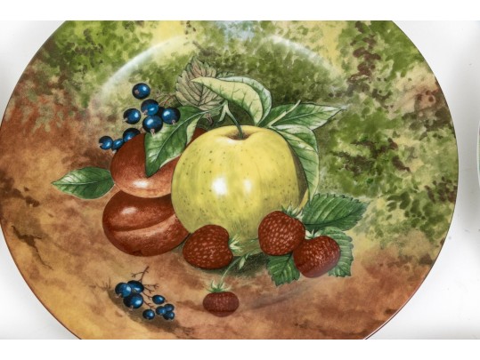 Set Of Seven Email De Limoges Porcelain Fruit Plates