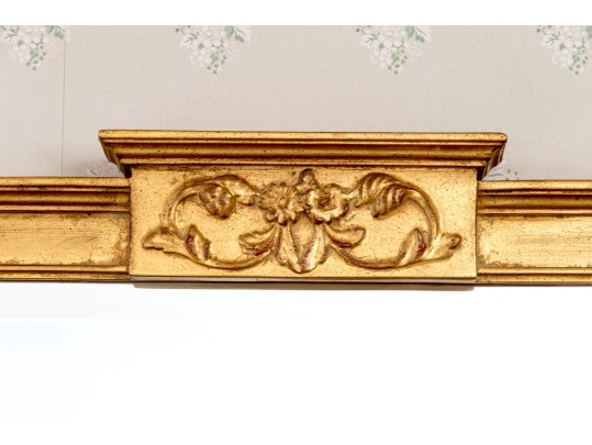 Sheraton Antiqued Gilt Faux Marble Beveled Mirror