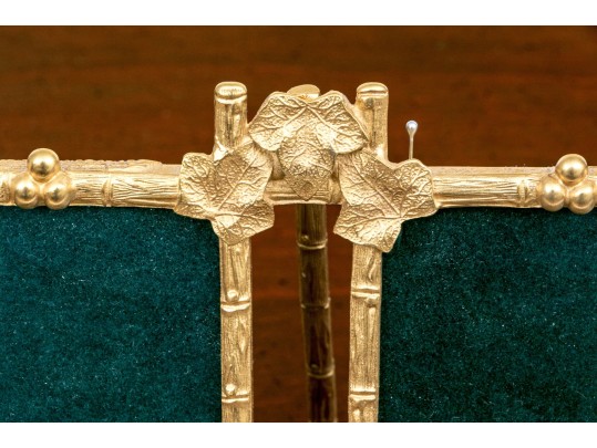 Elias 18kt Gold Plated Pewter Double Form Faux Bamboo Double Picture Frame