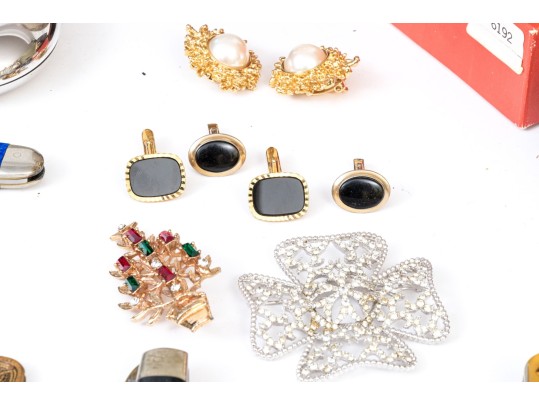 Intriguing Assorted Lot Including Pocket Knives, Pocket Watches, Costume Jewelry And More