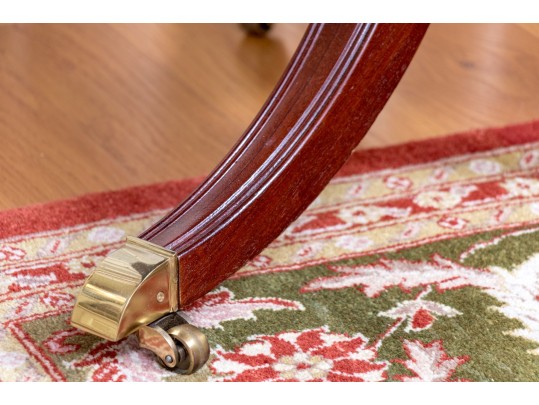 Baker Furniture Banded Flame Mahogany Pedestal Drum Table